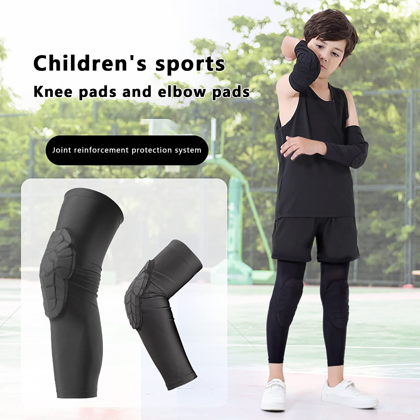 Ginocchiere da Basket per Bambini, Anticollisione per Gambe, Protezione per Gomiti e Coscia