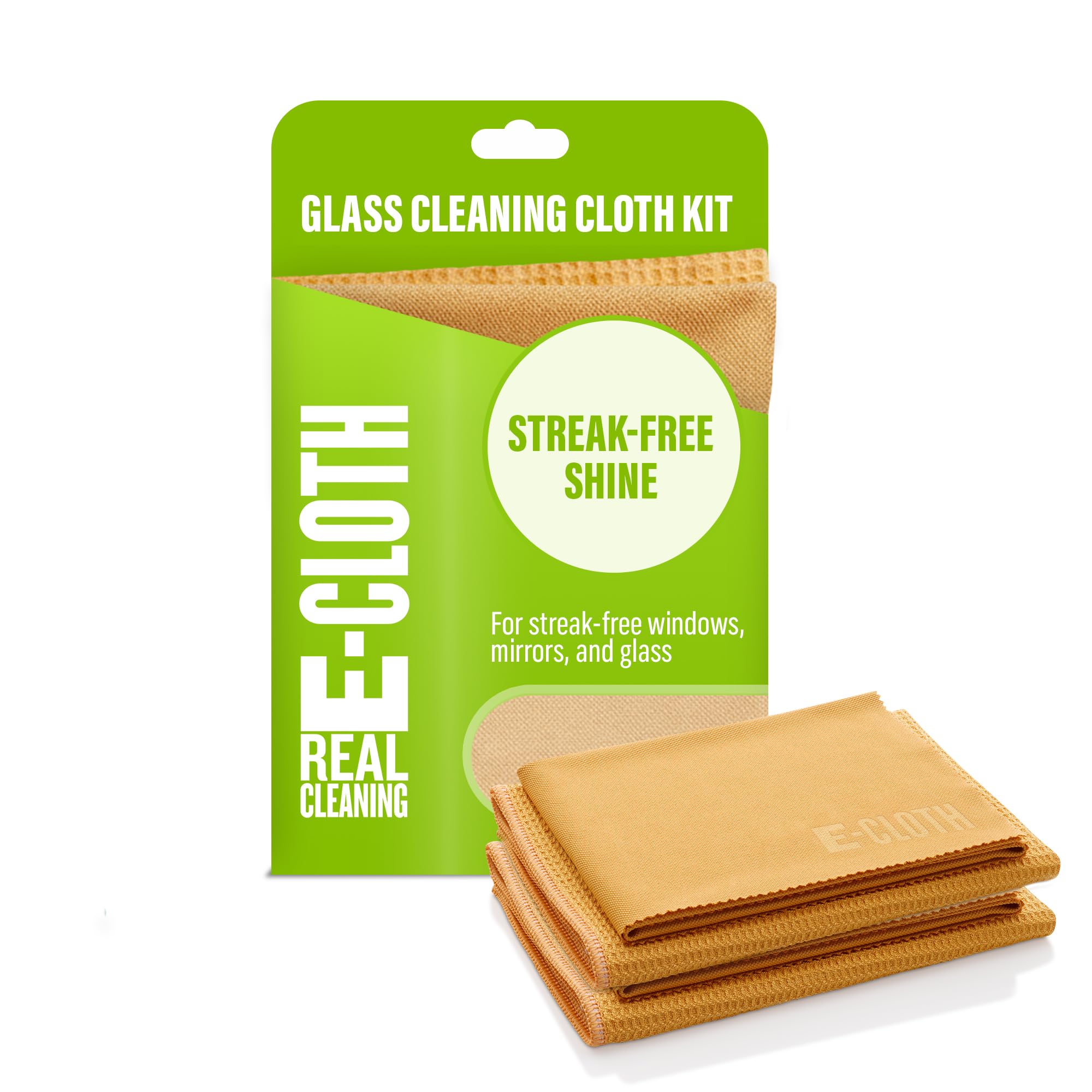 E-Cloth Glass and Window Cleaner | Streak-Free Windows With Just Water | For Windows, Car Windscreen, Mirrors | Reusable Microfiber Towel Cleaning Kit | Tangerine Orange | 2pack