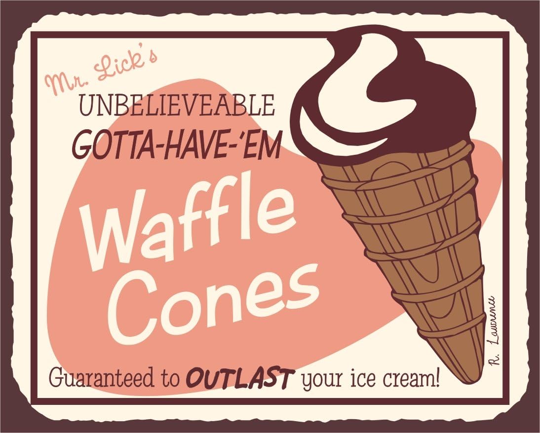 Waffle Cones Ice Cream Shop Retro Tin Sign