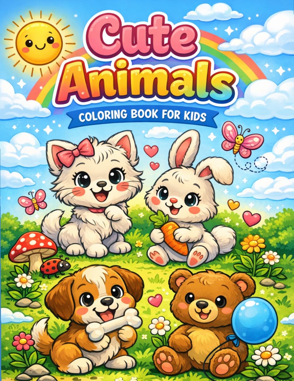 Cute AnimalsCute Animals – Coloring Book for Kids: 88 Adorable Animal Coloring Pages for Kids