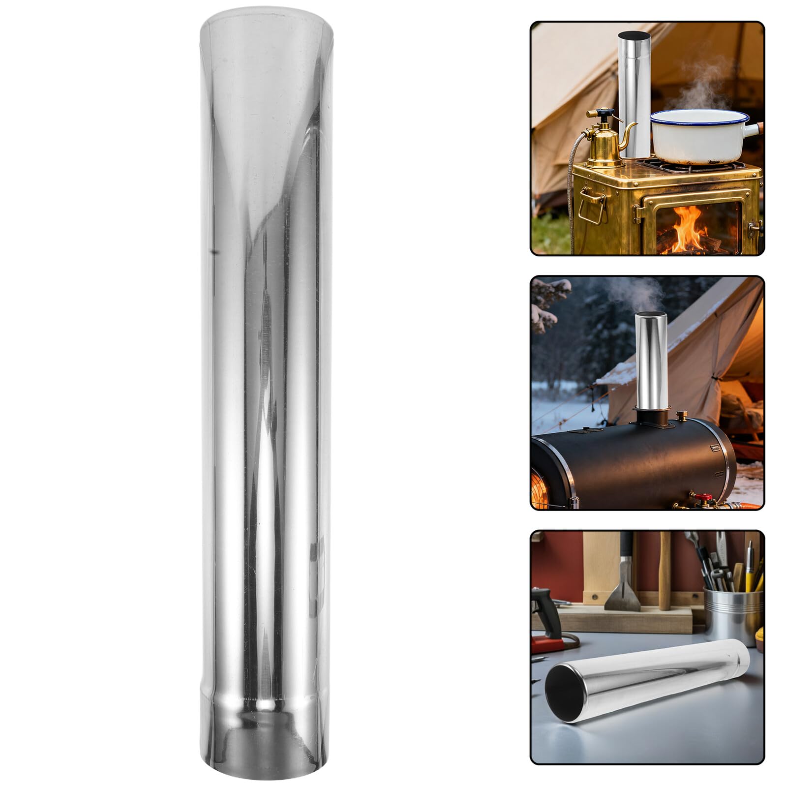 Toddmomy Tubo di Scarico in Acciaio Inox 75X43 CM per Stufa a Legna da Campeggio e Domestica Canna Fumaria Resistente per Riscaldamento Esterno Installazione Rapida e Combustione
