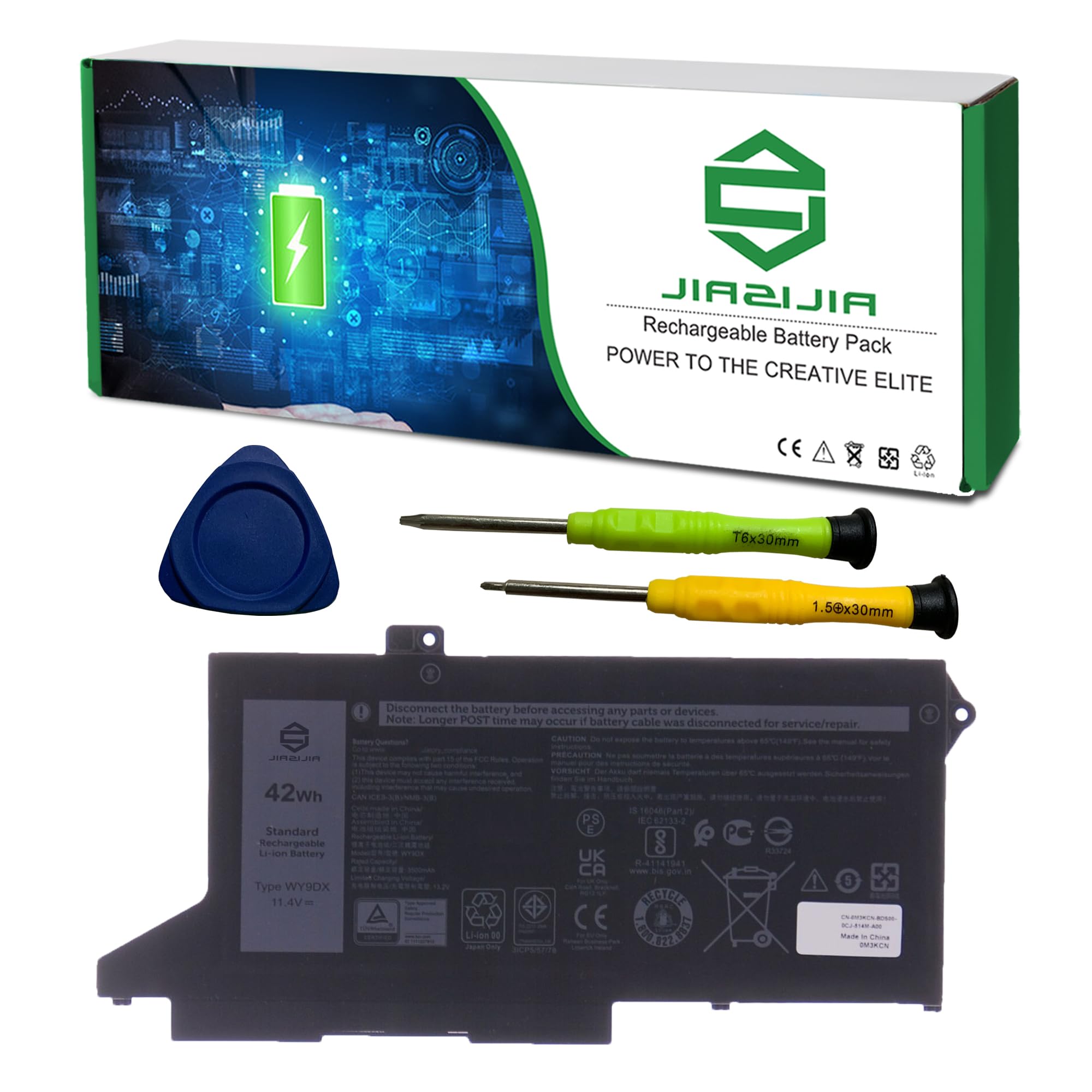 JIAZIJIA WY9DX Laptop Battery Replacement for Dell Latitude 5420 5520 Precision 3560 Series Notebook 0WK3F1 WK3F1 Black 11.4V 42Wh 3500mAh