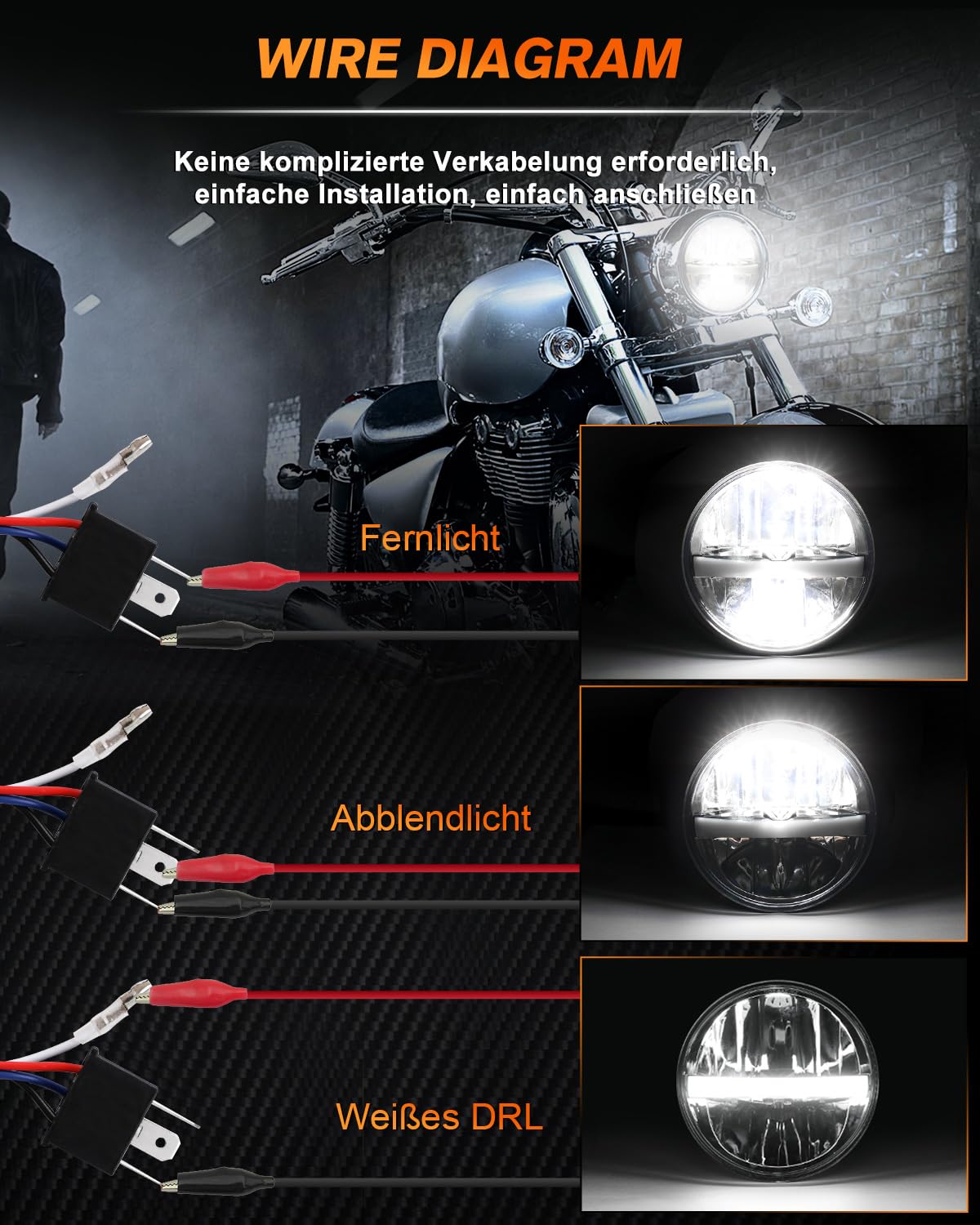 CO LIGHT 5,75 Zoll LED Scheinwerfer Motorrad,5-3/4 Zoll Rund LED Zusatzscheinwerfer Motorrad Headlight mit DRL Hi-Lo Beam, E Geprüft IP68 Wasserdicht