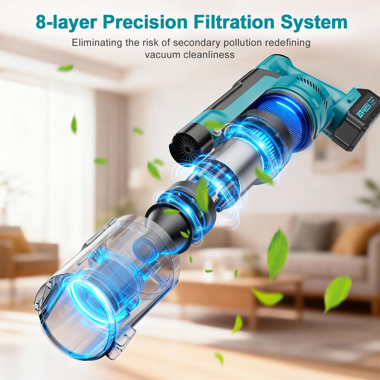 700W/60KPa/70Mins Aspirateur Balai sans Fil Puissant avec 2*4,0Ah Batteries Amovible, avec Rechargeable Support Mural, Brosse Anti-Enchevêtrement, Écran LED, pour Sols Durs/Animaux/Voiture