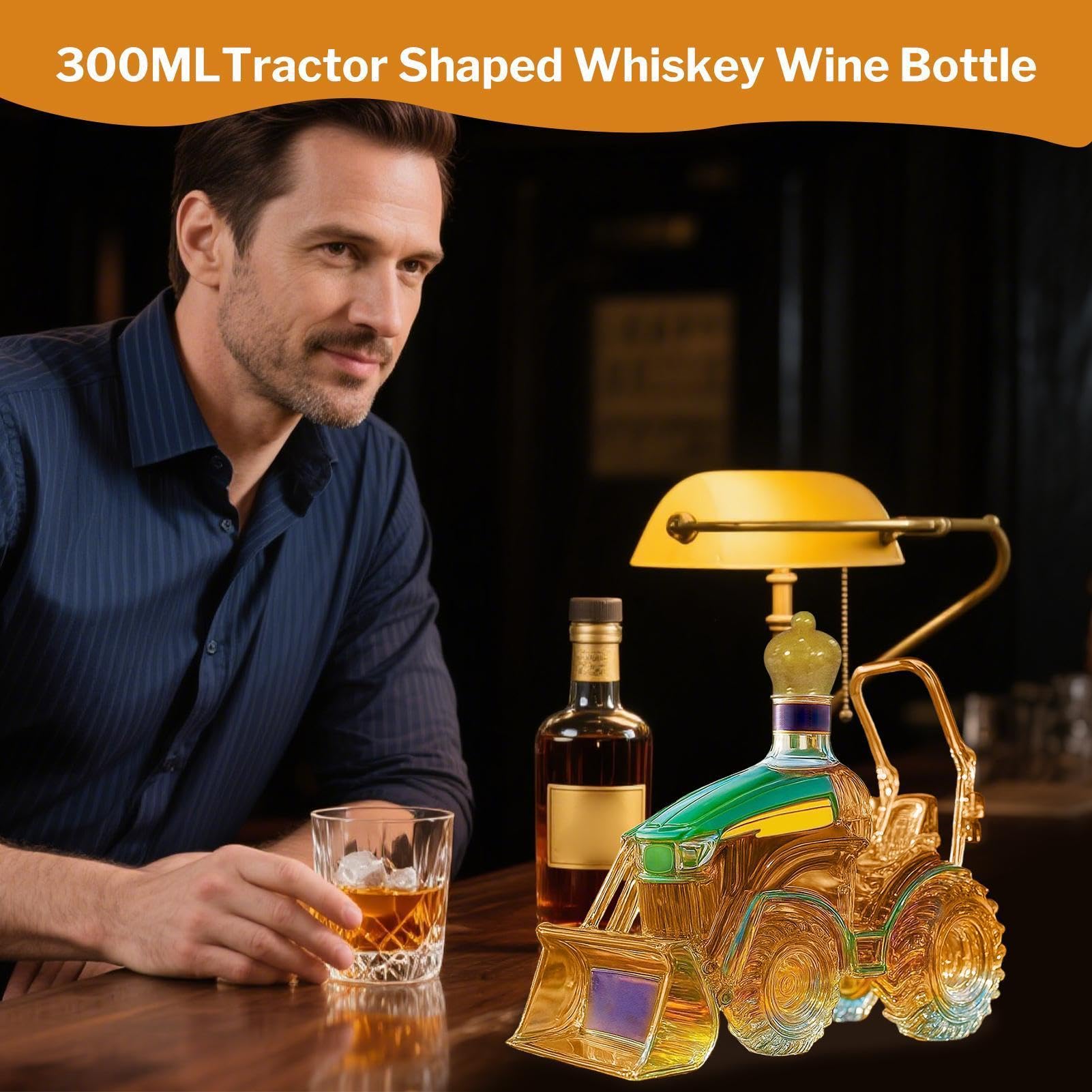 Decanter per tequila - Contenitore per bottiglie di vino con scultura tridimensionale creativa premium da 1000 ml per trattore, espositore per ornamento per riporre oggetti in cristallino senza