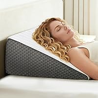 OAISZ 12 Inch Wedge Pillow for Sleep Apnea, Acid Reflux, Snoring - Cooling Memory Foam Bed Wedge 24x24x12 Inch