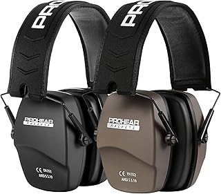 PROHEAR 016 Shooting Ear Protection Earmuffs 2 Pack, NRR 26dB for Gun Range, Hunting -Black and Brown