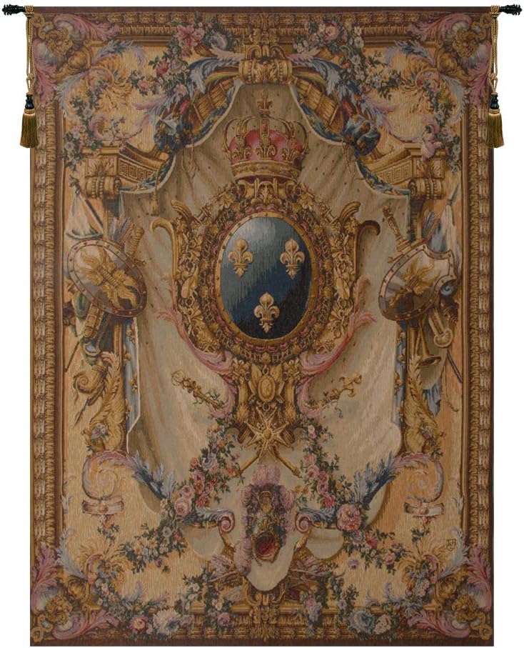 C Charlotte Home Furnishings Inc Grandes Armoiries Creme I French Tapestry Wall Hanging | Viscose Cotton and Polyester Blend Wall Art | 78 in. x 59 in | Home Decor Accents