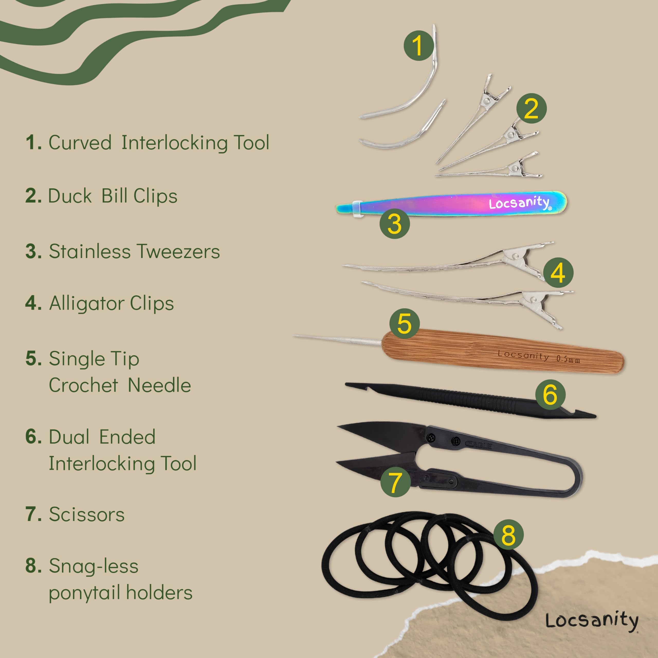 Locsanity Dual-Ended Metal Crochet Tool for Loc Retightening