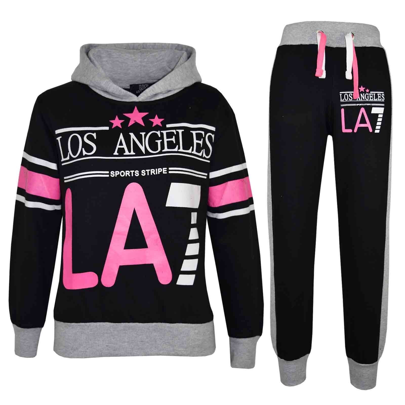 A2Z 4 Kids® Enfants Filles Survêtement Los Angeles LA7 Imprimé Sweat À Capuche & Bottom Joggers Costume Âge 7 8 9 10 11 12 13 Ans