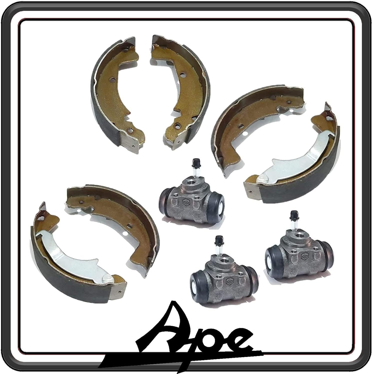 KIT GANASCE CEPPI FRENO FRENI ANTERIORE E POSTERIORE COMPLETO DI CILINDRETTI COMPATIBILE PER PIAGGIO APE 601.
