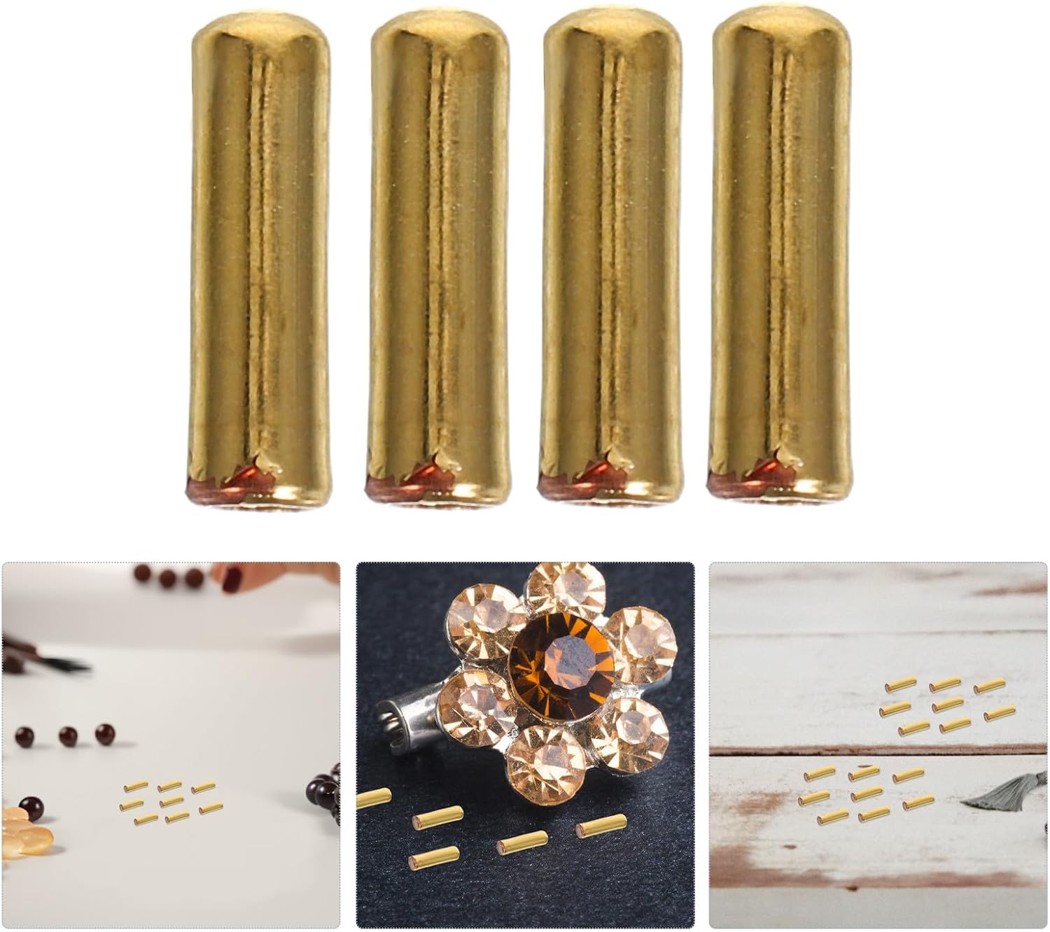 Beavorty 50pcs Copper Pin Backs Locking Pin Keeper Clasps for Lapel Brooches DIY Jewelry Making Accessories with Safety Stopper Ends for Crafts and Decoration
