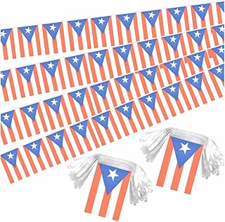 2 Pack Puerto Rico Flag Banner String Small Mini 66 Feet 60 Pcs Puerto Rican Hanging Flags Decoration