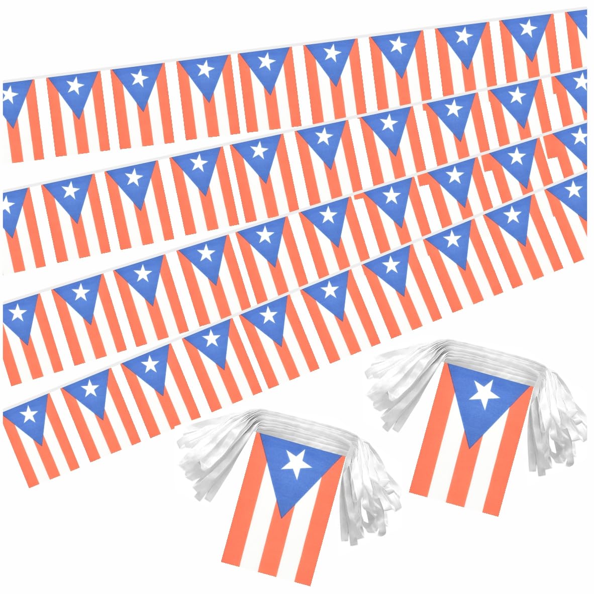 2 Pack Puerto Rico Flag Banner String Small Mini 66 Feet 60 Pcs Puerto Rican Hanging Flags Decoration