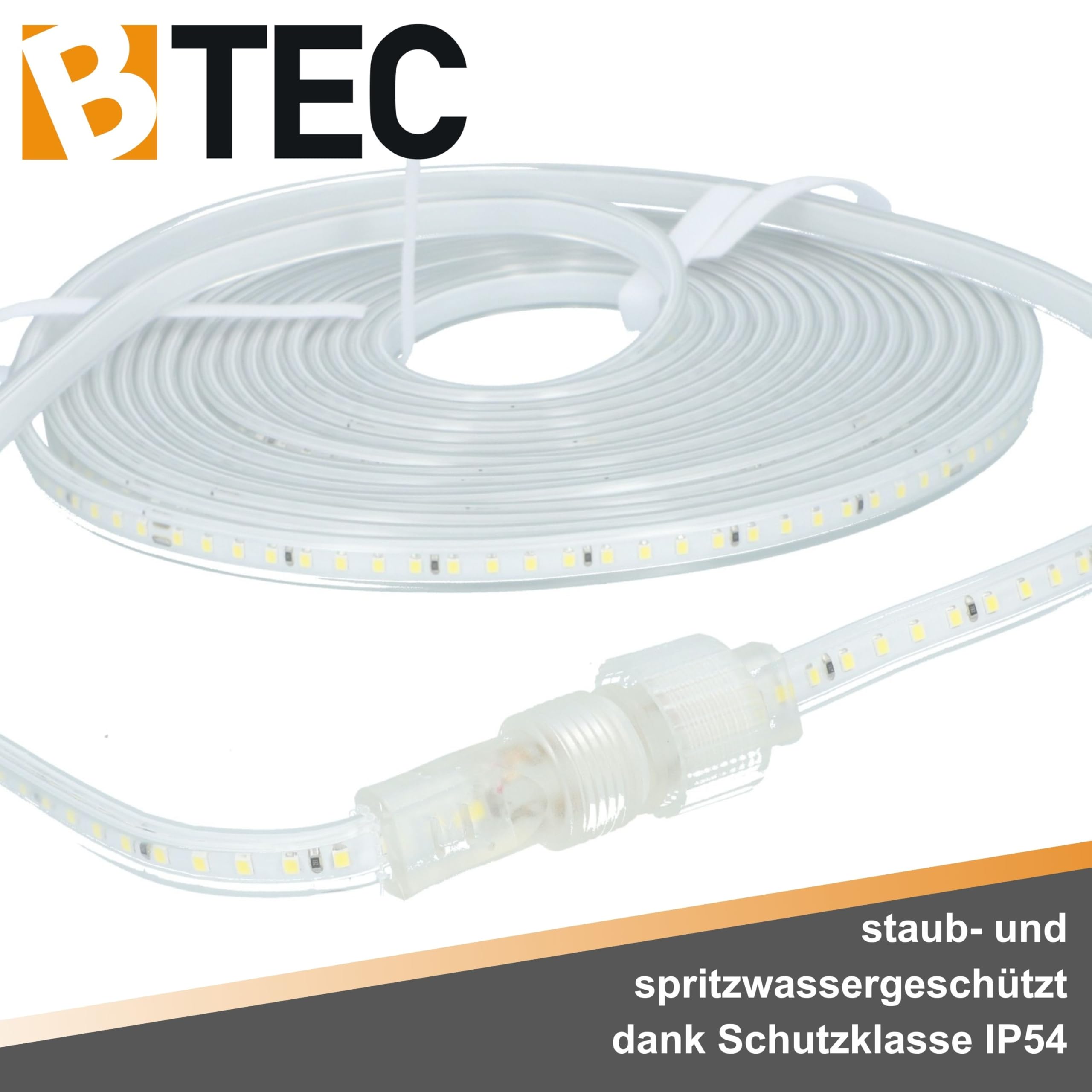 BTEC LED Lichtschlauch Kabeltrommel 15m – 135W 15000lm – IP54 Outdoor & Indoor – Baustellenbeleuchtung, Gartenbeleuchtung, Partylicht, Arbeitslampe, erweiterbar bis 70m