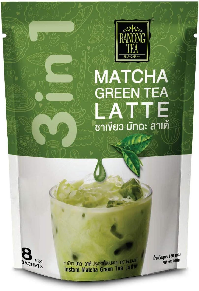 Ranong Tea Matcha Green Tea Latte Instant Drink Mix 8 Sachets