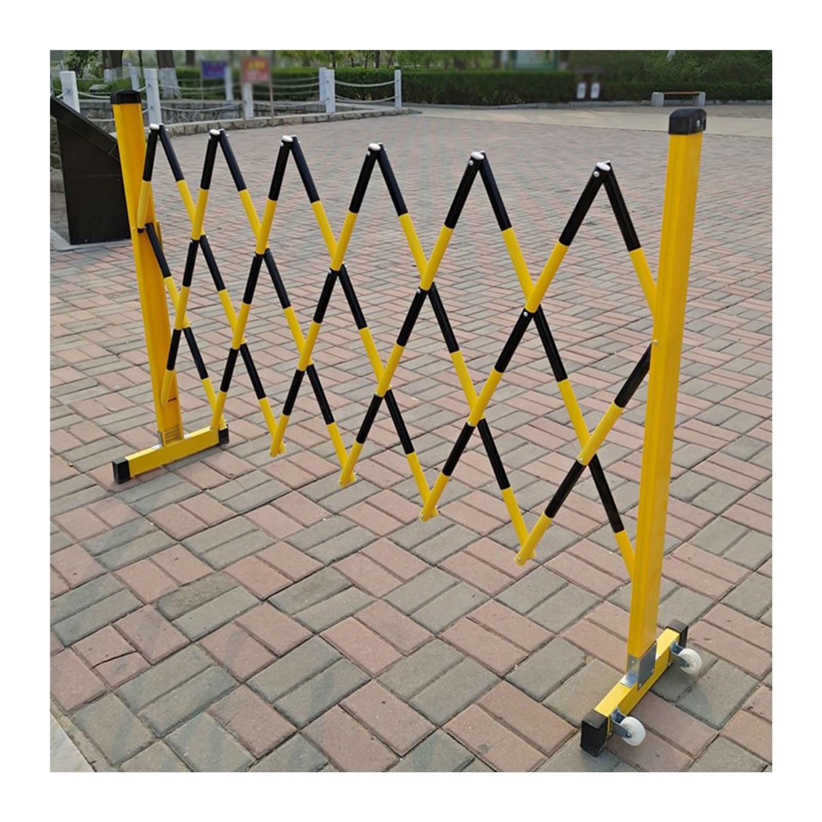 Barrière de circulation extensible 119x500 cm noire mobile avec roues