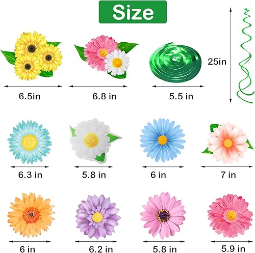 Miniatura 3 de HADDIY Decoraciones de fiesta de cumpleaños con flores de primavera, juego de 30 unidades, decoración de techo de remolino colgante para aula,