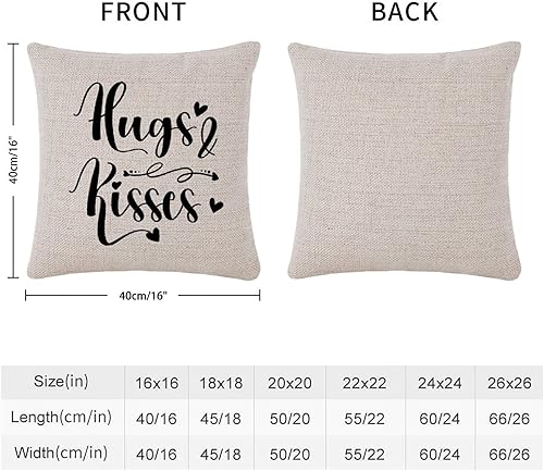 Miniatura 6 de Rebbygena Hugs & Kisses - Fundas de almohada de 18 x 18 pulgadas, divertidas citas de amor, funda de almohada de lino y algodón para sofá,