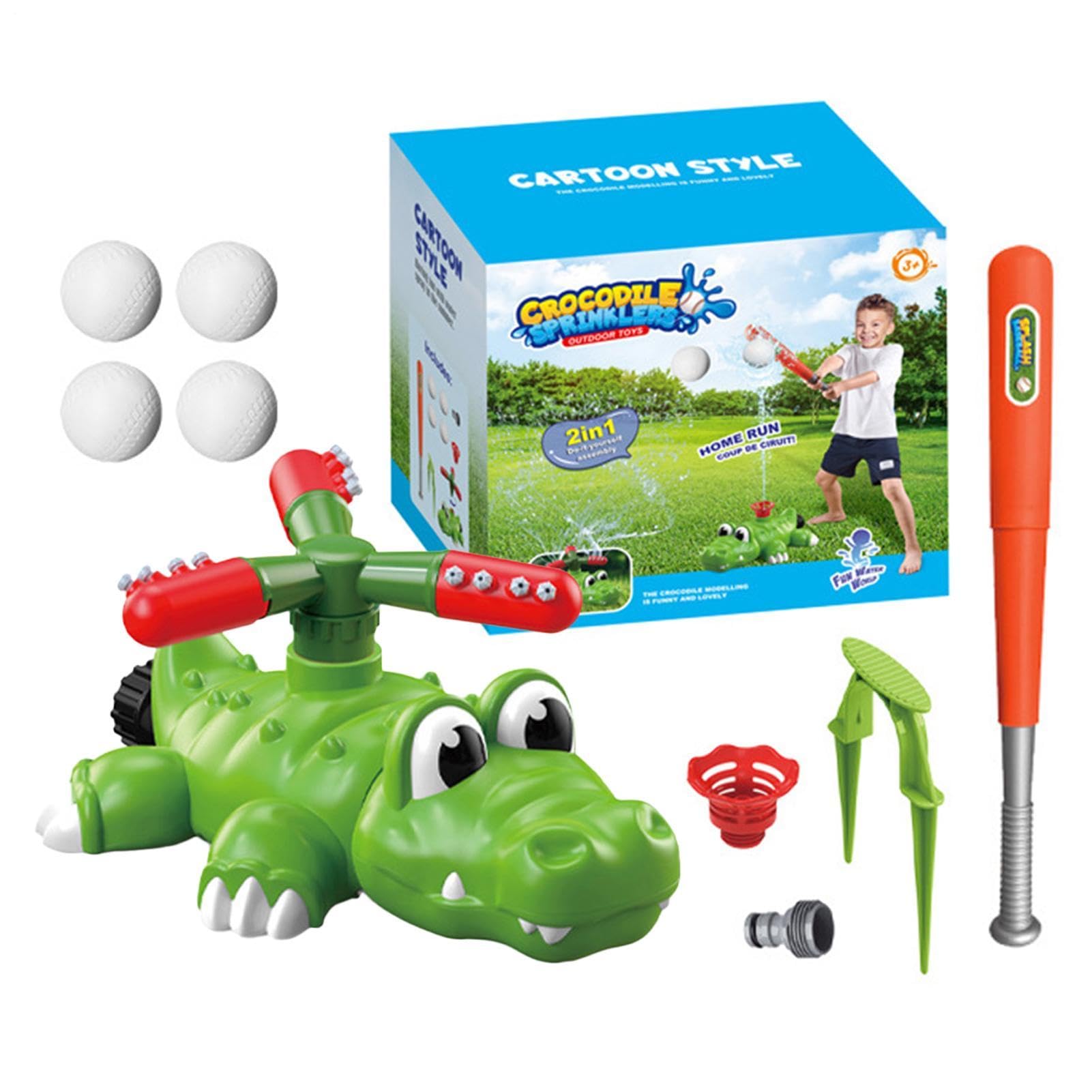 Zraszacz - Outdoor Crocodile Baseball Toy | Obrotowy zraszacz wody o 360 stopni, dla chłopców i dziewcząt, na lato, plażę, basen, imprezę,