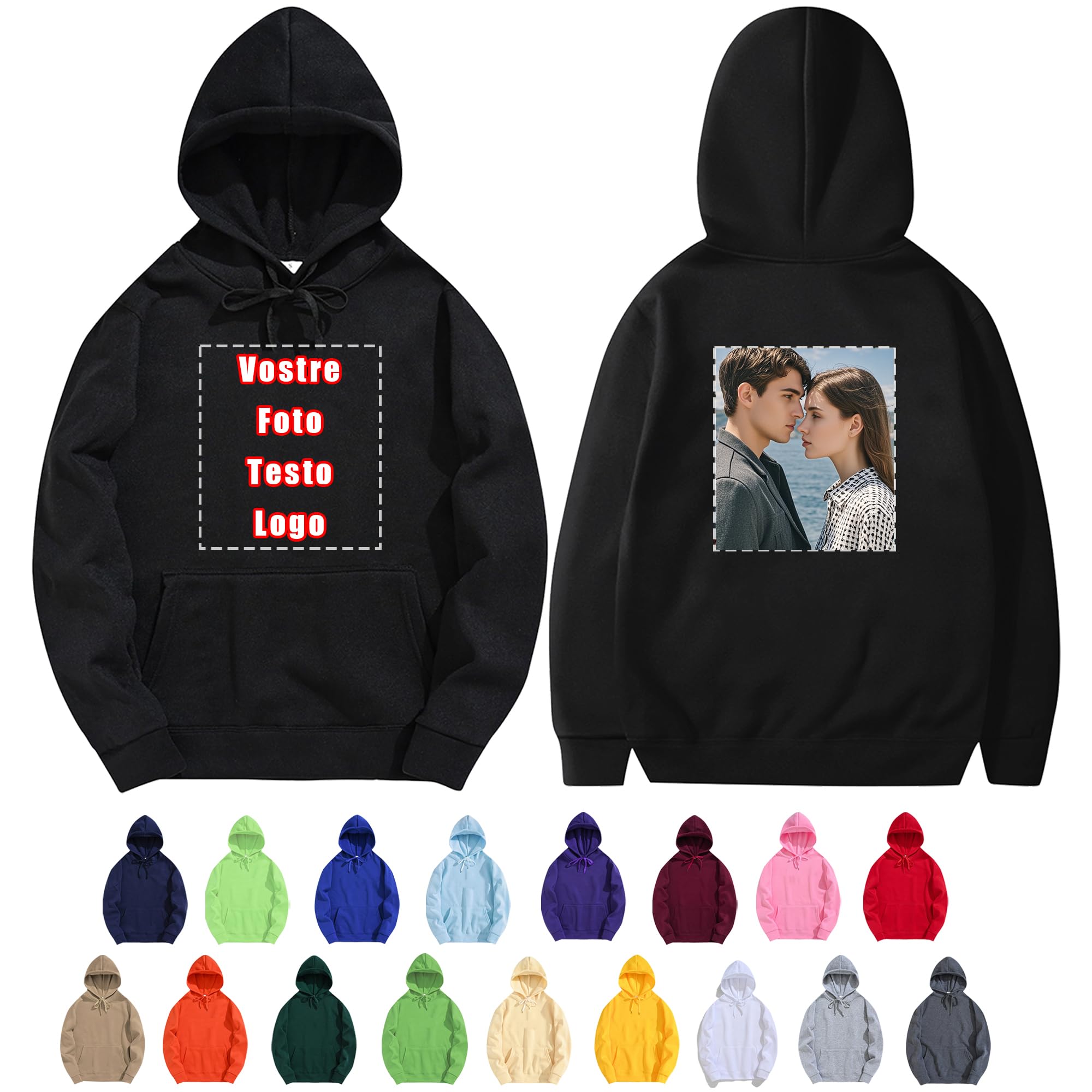 rtdgcv Felpa nera con cappuccio da uomo, autunno e inverno, casual, stampa digitale 3D, con cappuccio, colore nero, giallo., XXL
