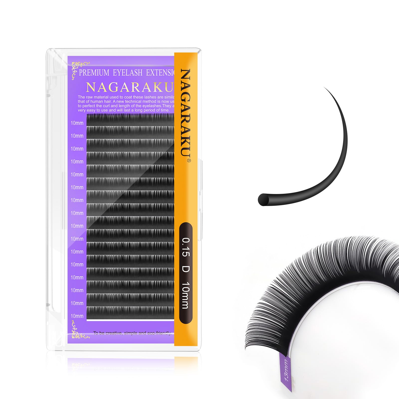 NAGARAKU Eyelash Extensions Individual Lashes 0.15 mm D curl 10mm Premium Classic Matte Black Faux Mink 16 Rows Natural Professional Beauty Salon Supplies-image-3