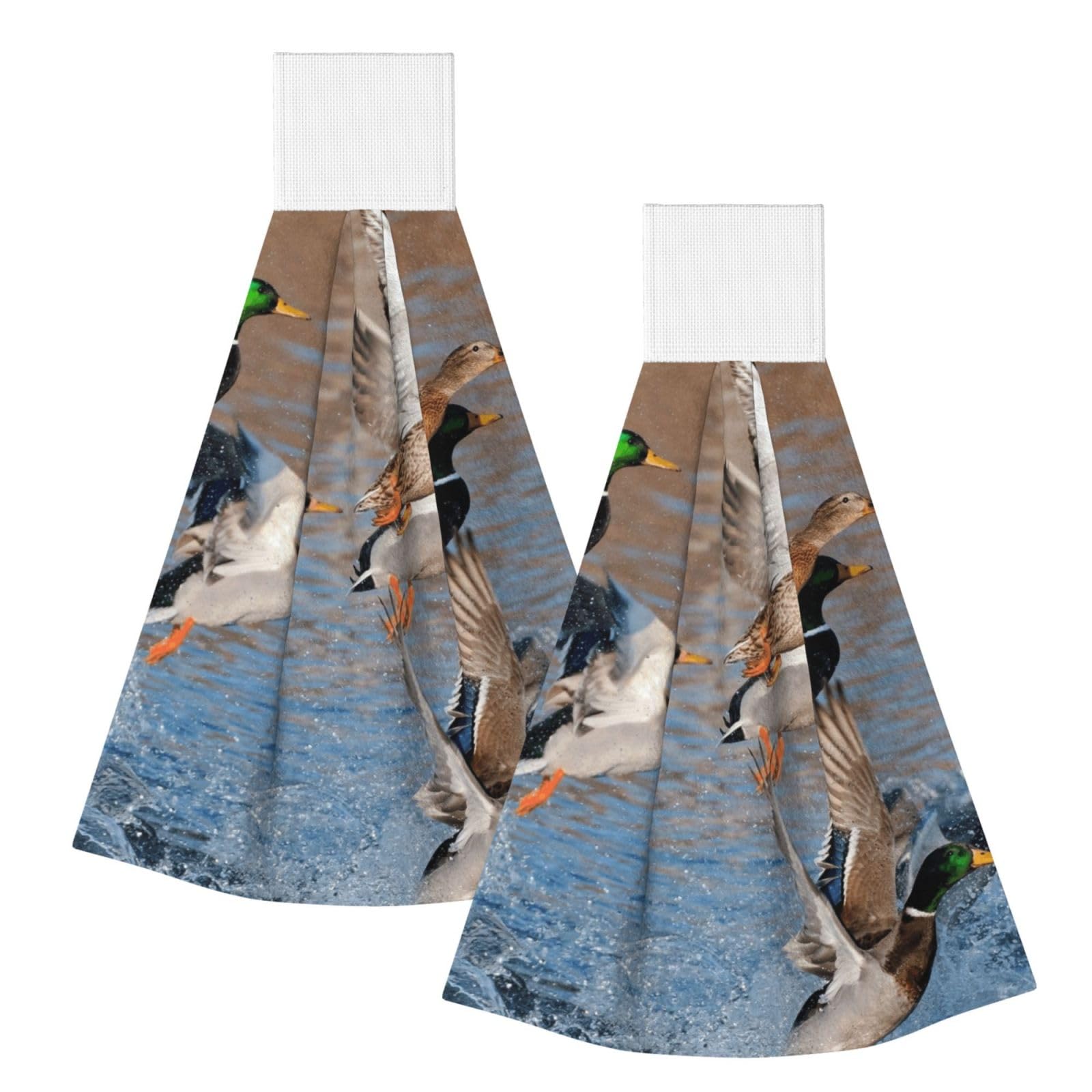 DOPKLNA Ducks Hunting, 2 Pcs Hanging Coral Fiber Hand Towels for Bathroom, Absorbent Kitchen Towels