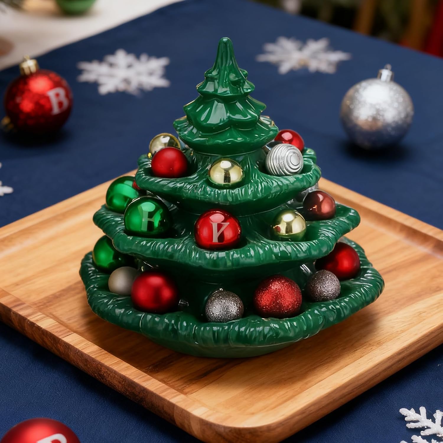 Deviled Egg Christmas Tree, Creative Christmas Tree Deviled Egg Platter, Decorative Xmas Tree Shaped Platter for Deviled Eggs, Reusable Festive Centerpiece for Holiday Parties (Green)