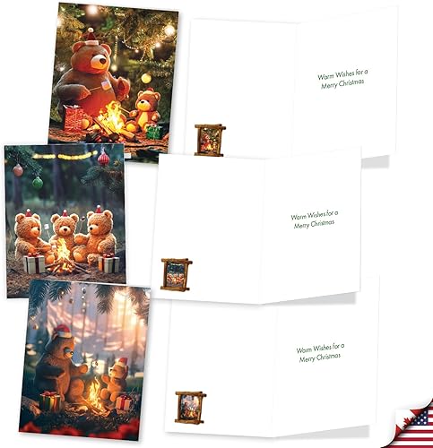 Miniatura 3 de The Best Card Company Caja de 20 Tarjetas Navideñas Surtidas al Por Mayor de 4 x 5.12 Pulgadas con Sobres (10 Diseños, 2 de Cada Una) Osos de