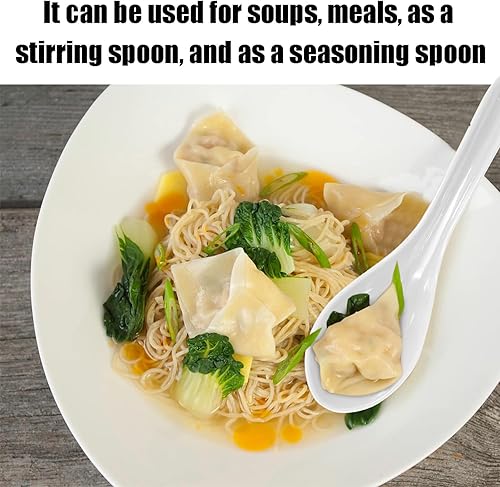 Miniatura 51 de 2 cucharas de sopa asiáticas, cucharas de sopa de sopa de soba de fideos de arroz chino, japonesas, ramen wonton, cucharas de melamina negra