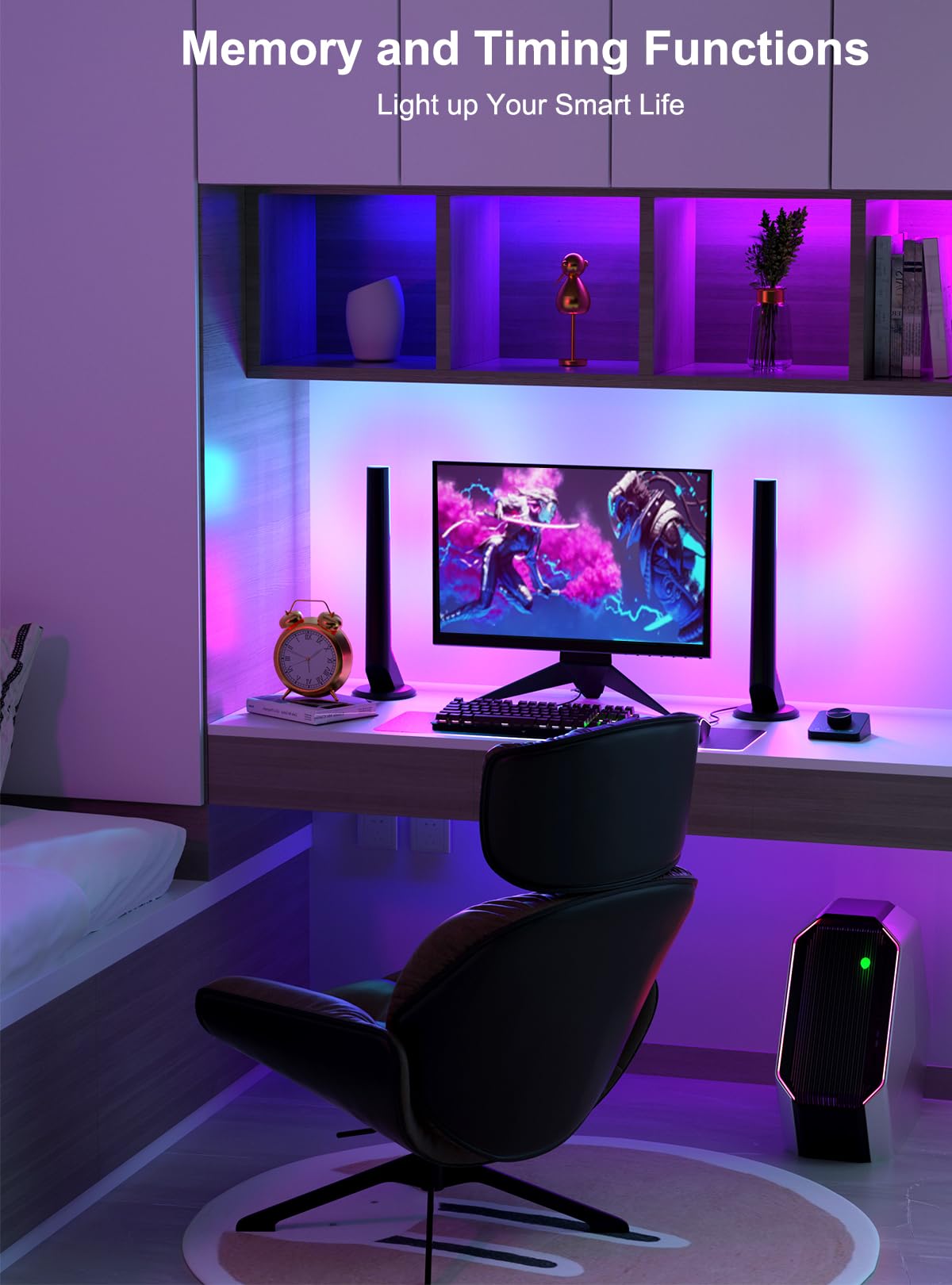 Gaming LED Lightbar mit Desktop-Controller, Smart Gaming Lampe Zimmer Deko Funktioniert mit Alexa Google Assistant, RGBIC TV LED Hintergrundbeleuchtung App-Steuerung Musiksync für TV Tisch Geschenke