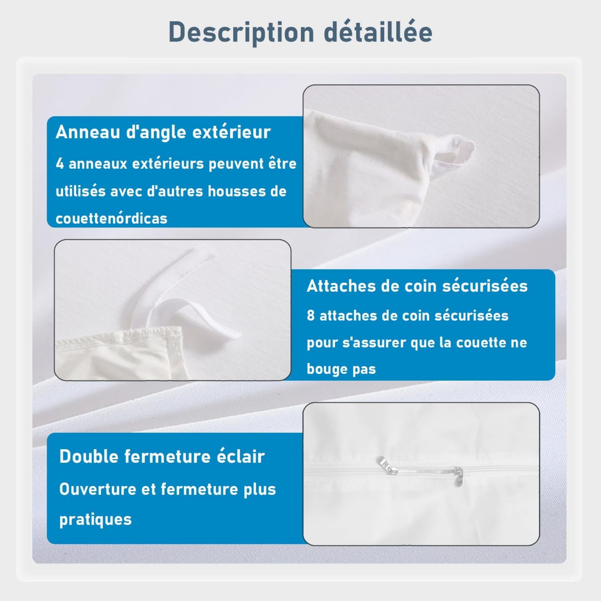 WYFKYMXX Housse de Couette imperméable Doux et Confortable Protège Couette imperméable hypoallergénique étanche Waterproof Duvet Protector (Blanc, 260 x 240 cm)