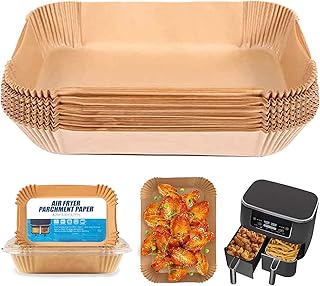 Air Fryer Liners for Ninja Dual Disposable Air Fryer Liners Rectangular 100PCS Disposable for Ninja Dual Air Fryer Compatible with Ninja Microwave Oven，and Other Dual Zone Air Fryer