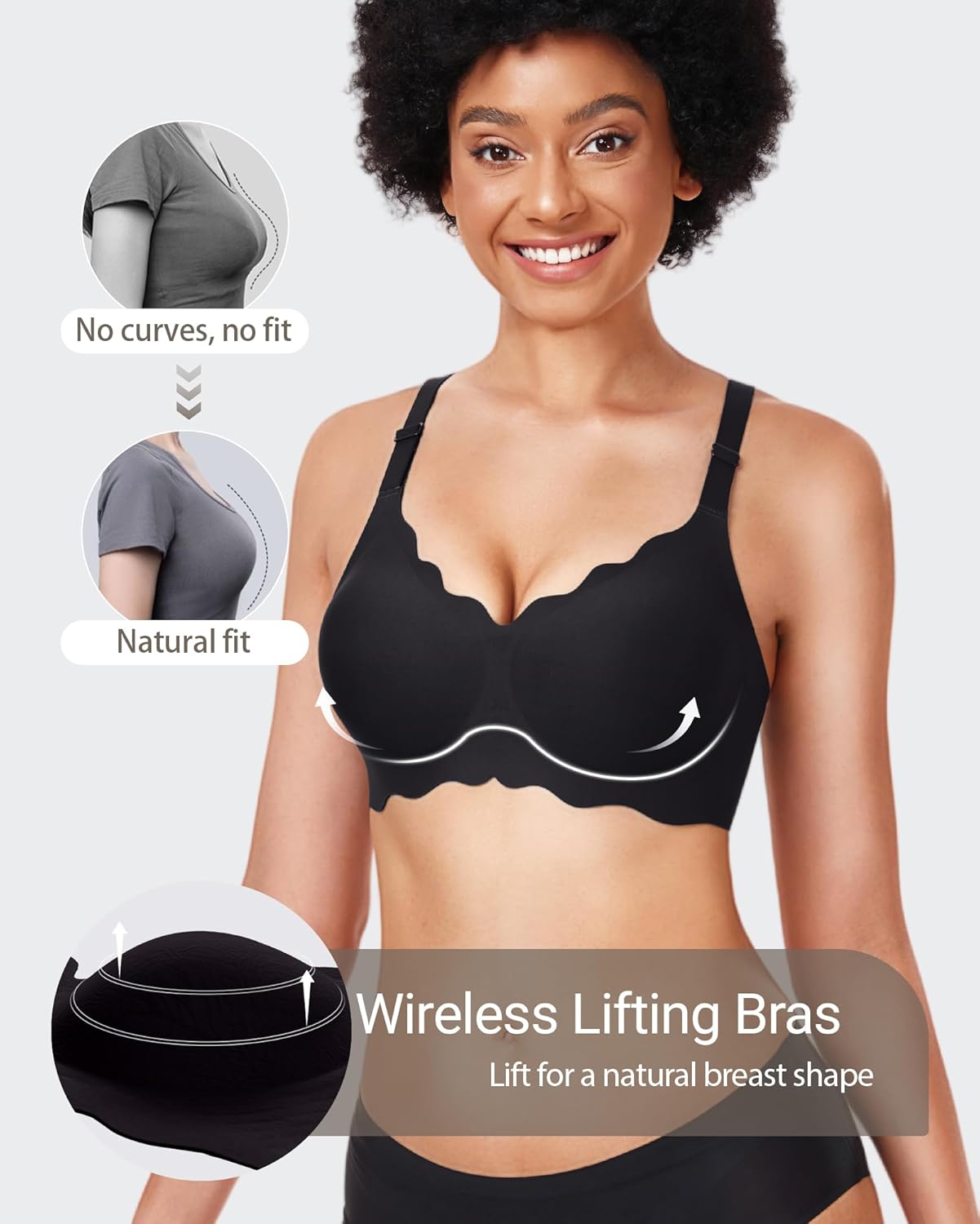 Gailife Scalloped Jelly Bras for Women No Underwire Wireless Seamless Push Up Bralettes Soft Comfort Everyday Tshirt Bra - Image 6