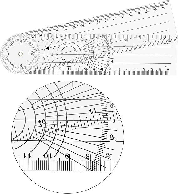 OIIKI 4PCS Goniometer Set, Including Finger Goniometer, 6 Goniometer, 180 Degree 6 Goniometer, 8inch Spinal Goniometer