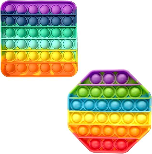 2 Packs Push Pop Bubble Sensory Fidget, Autism Special Needs Stress Relief Silicone Pressure Relieving, Squeeze for Kids Children Adults (Set of 2)