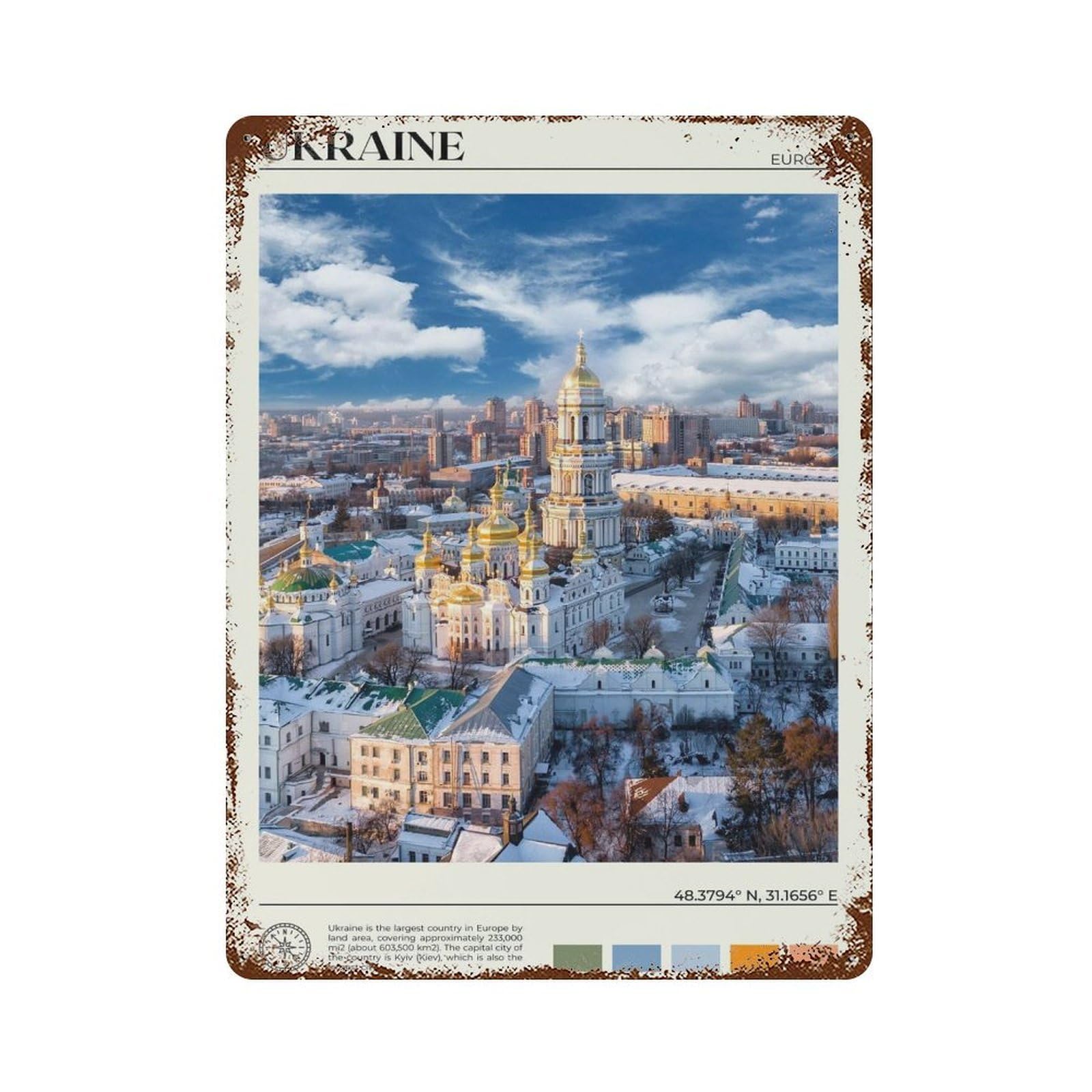 xiaoxiaoshen Real Photo Ukraine Decor Kyiv Lviv Wall Decor Art Metal Tin Poster Modern Home Decor Art Home Bar Shop Decorations Vintage Sign 40x30cm