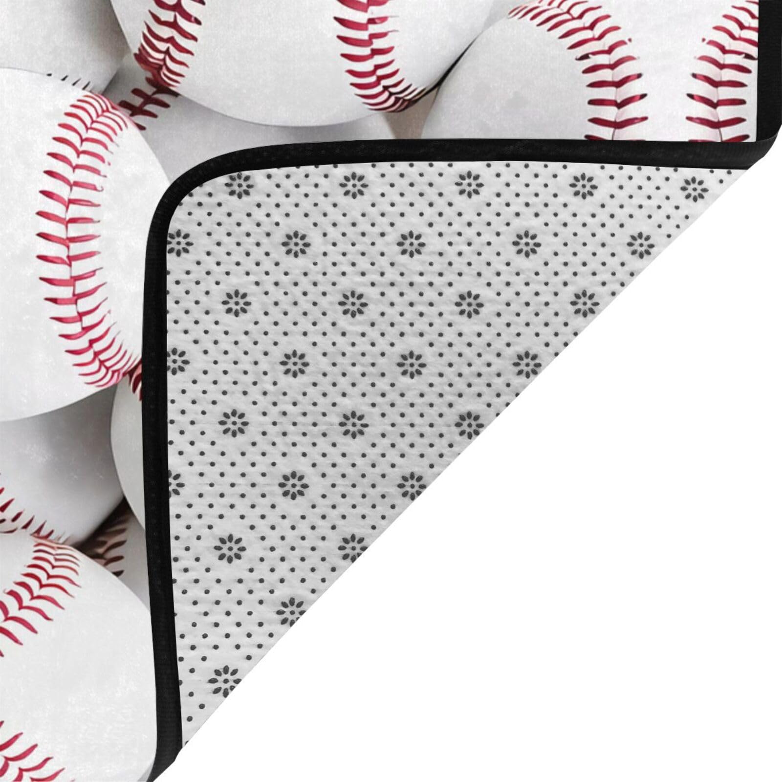 Tapis en fausse fourrure avec imprimé baseball - 203,2 x 147,3 cm - Ultra absorbant et confortable pour la maison, le bureau et au-delà
