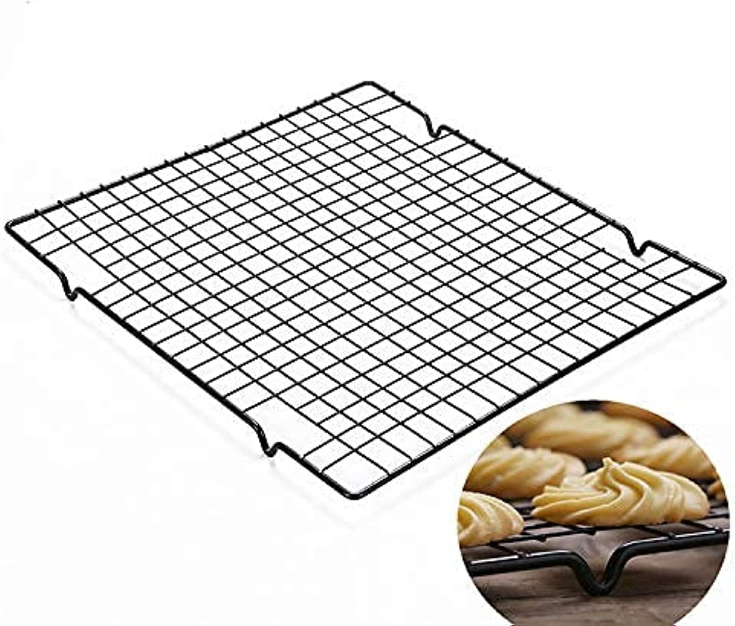 Lap Cake Cooling Rack, Nonstick Metal Cake Cooling Rack - 16" x 10", Grid Net Tray Bread Drying Net Stand Tool Non-Stick Bakeware Pastry Tools Kitchen (Black)