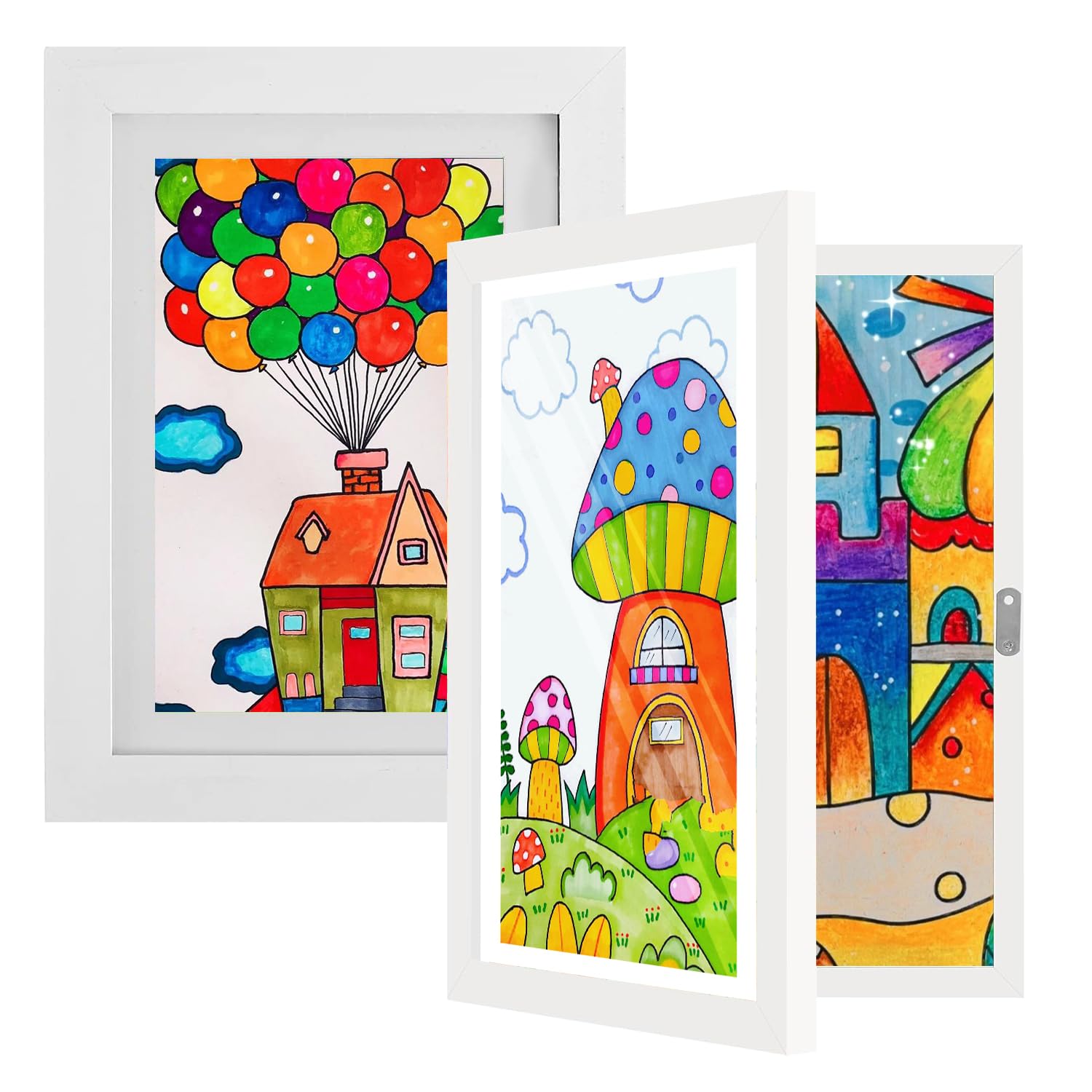 Kids Art Frames 2 Pack A4 Artwork Display Frame Fillable Front Opening Photo Frames for 150 Pictures, Children's Drawings, Kids Room Decor Art Display