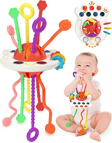 Yetonamr Baby Sensory Montessori Toys for 6-12-18 Months, Pull String