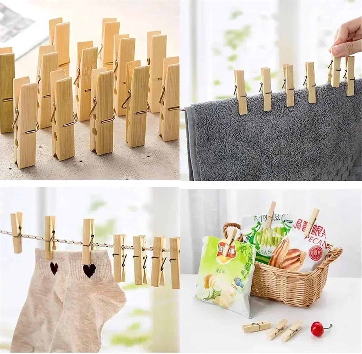 Clothes pins 100 PCS Natural Wood Color Heavy Duty Wood Clips for Hanging Clothes
