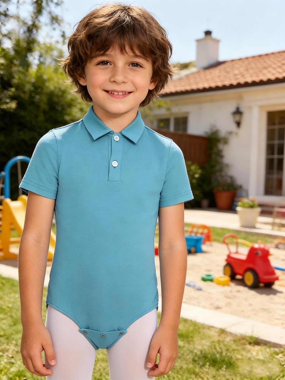 YiZYiF Kids Lapel Short Sleeve Buttons Triangle Bodysuit Romper | Incontinence Bodysuit,Turndown Collar,Buttons Down,Short Sleeve,Easy Dressing Clothes,Special Needs Clothing,Active Play