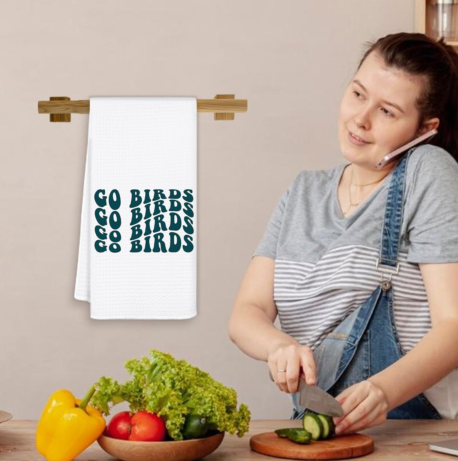 Trendy Groovy Go Birds Football Kitchen Towels, Football Lover Player Gifts Ideas Hand Towels for Bathroom Decor, Football Fans Gifts Dish Tea Towels for Kitchen Decor, 16x24 Inch - Image 6