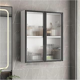 Bathroom Wall Cabinet,Medicine Cabinet, Side Cabinet Tempered Glass Toilet Storage for Bathroom Kitchen Bedroom Living Room(B,60 * 60 * 14cm/23.6 * 23.6 * 5.5in)
