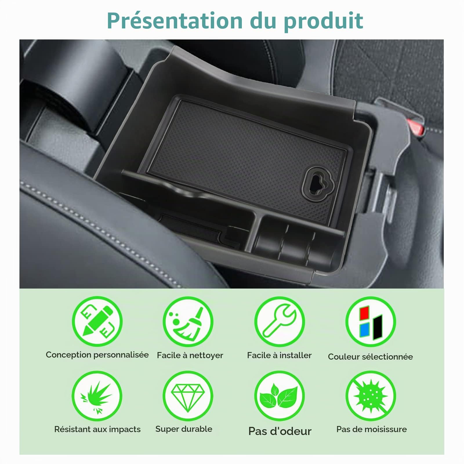 GAFAT Compatible avec Honda HR-V 2022-2024 2025 Boîte de Rangement pour Console Centrale, HRV 2023 Accoudoir Organiseur Plateau d'Accoudoir Central Boîte à Gants, HRV 2023 Accessoires (Noir)
