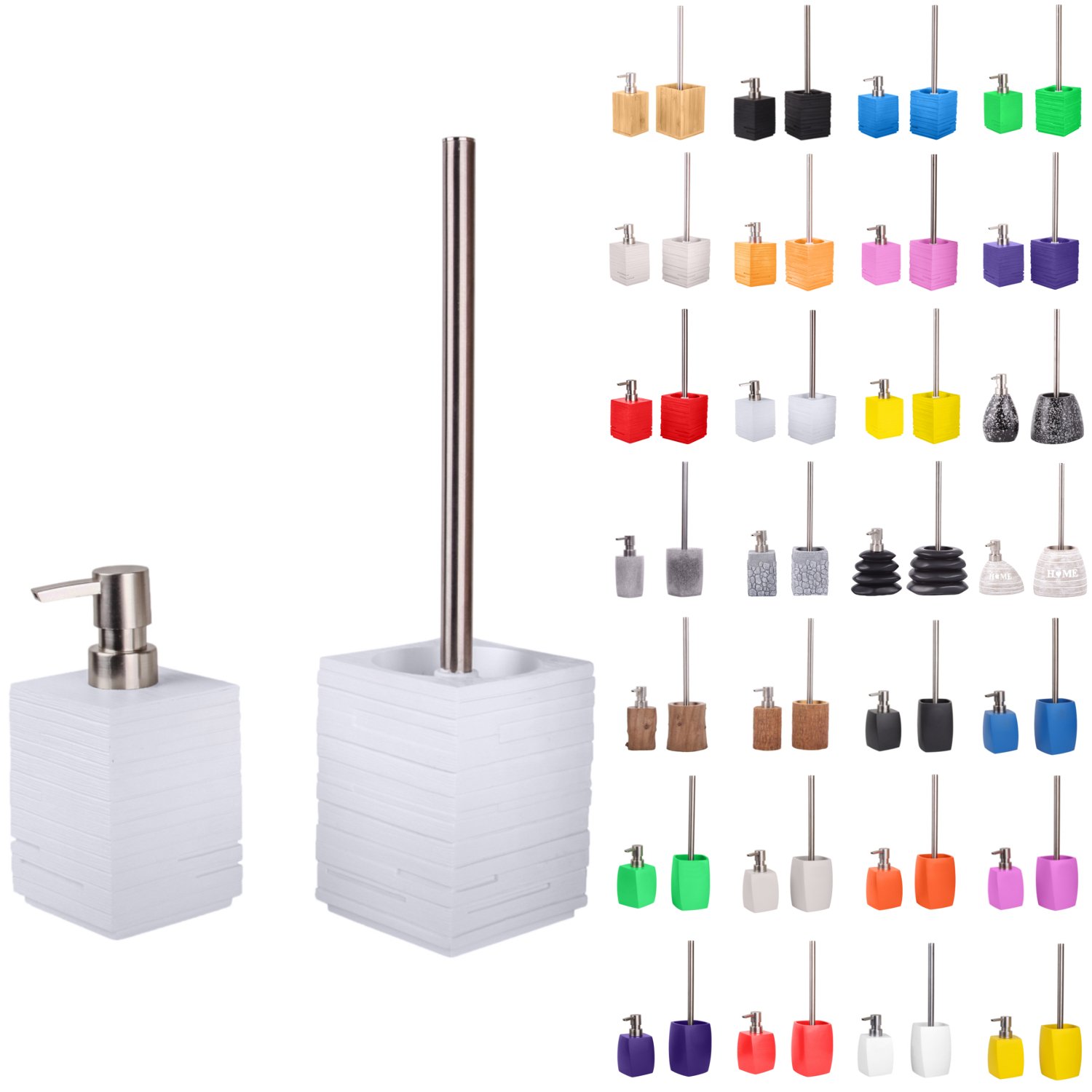 Premium Bathroom Set | Great Range | Soap Dispenser and Toilet Brush | Beautiful designs surface (Calero White Set)