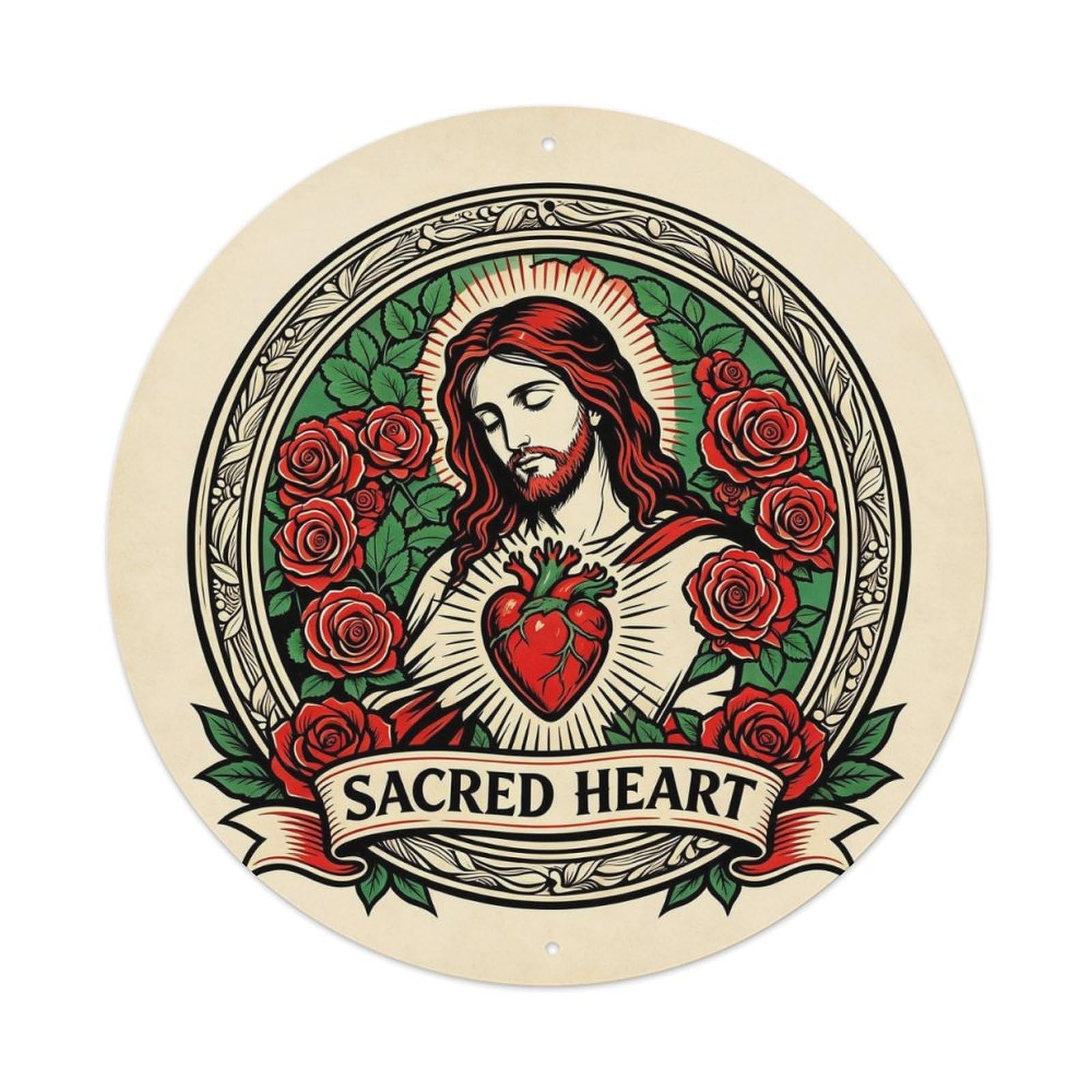 Sacred Heart Metal Tin Sign Plaque