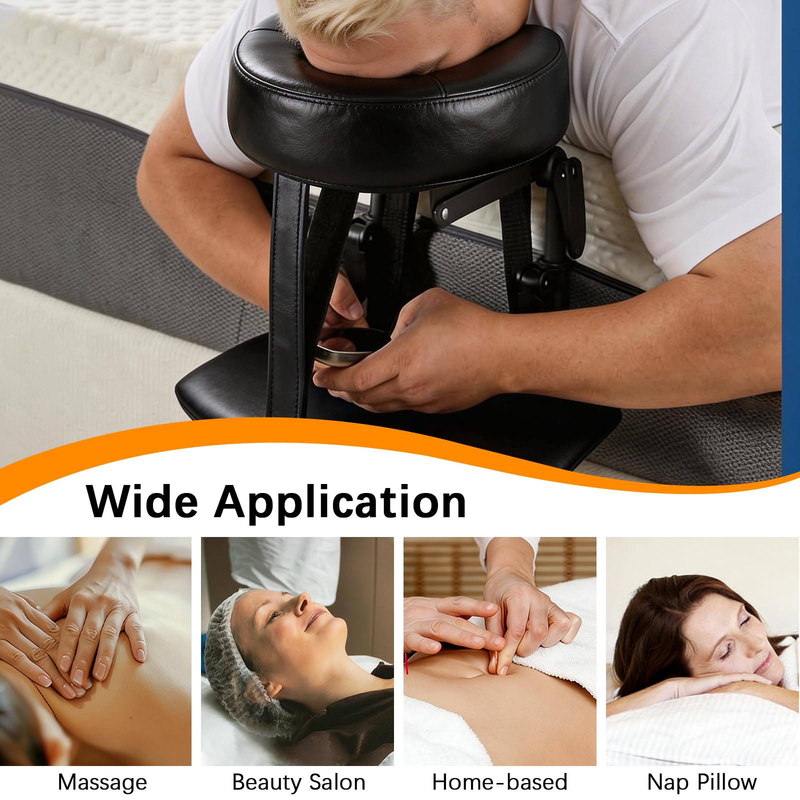 BRGD Reposacabezas de Masaje para Cama, Reposacabezas Ajustable de 180° con Soporte para Cojín Facial para Hogar, Escuela y Centros de Bienestar