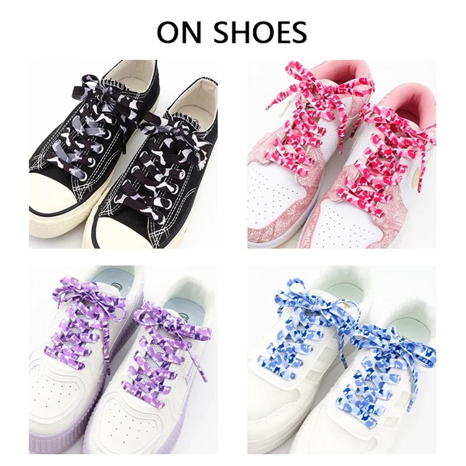 10 Paar bunte Schnürsenkel mit Aufdruck, flache Für Sneaker